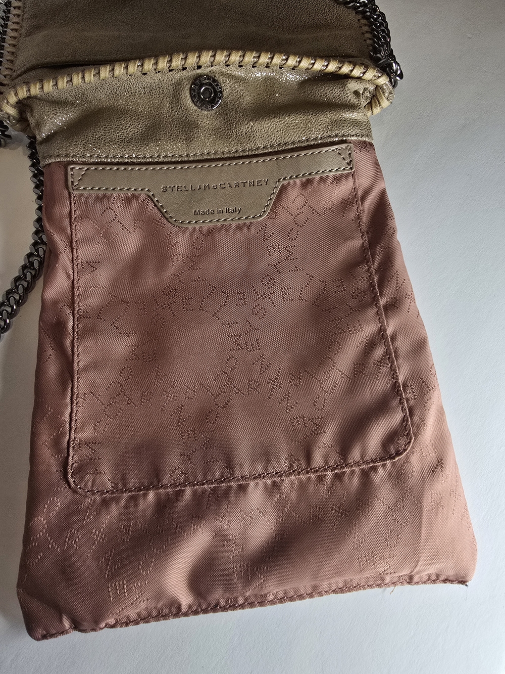 Stella McCartney Taupe Shiny Chain-Trim Crossbody - Picture 5 of 12